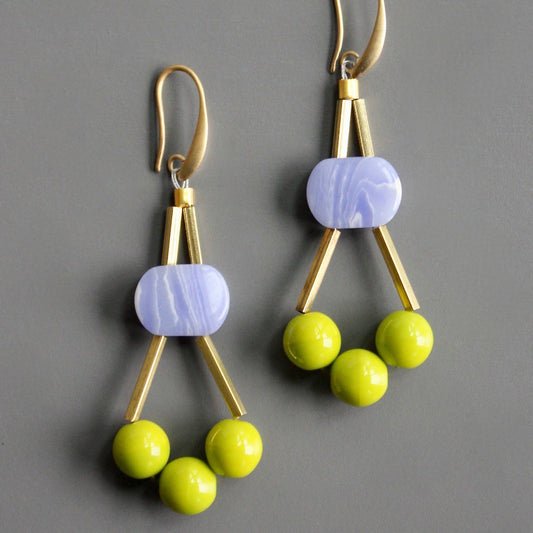 David Aubrey Jewelry, EMIE54, Lavender and Lime Earrings