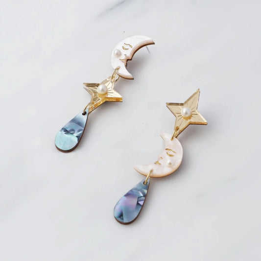 Wolf & Moon, Celestial Earrings