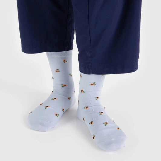 Baggu, Crew Sock, Blue Rosette