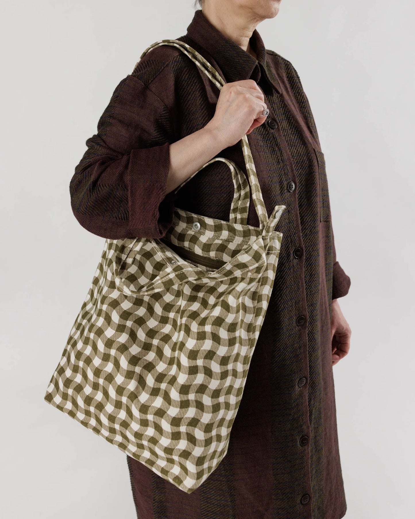 Horizontal Duck Bag - Wavy Gingham Brown