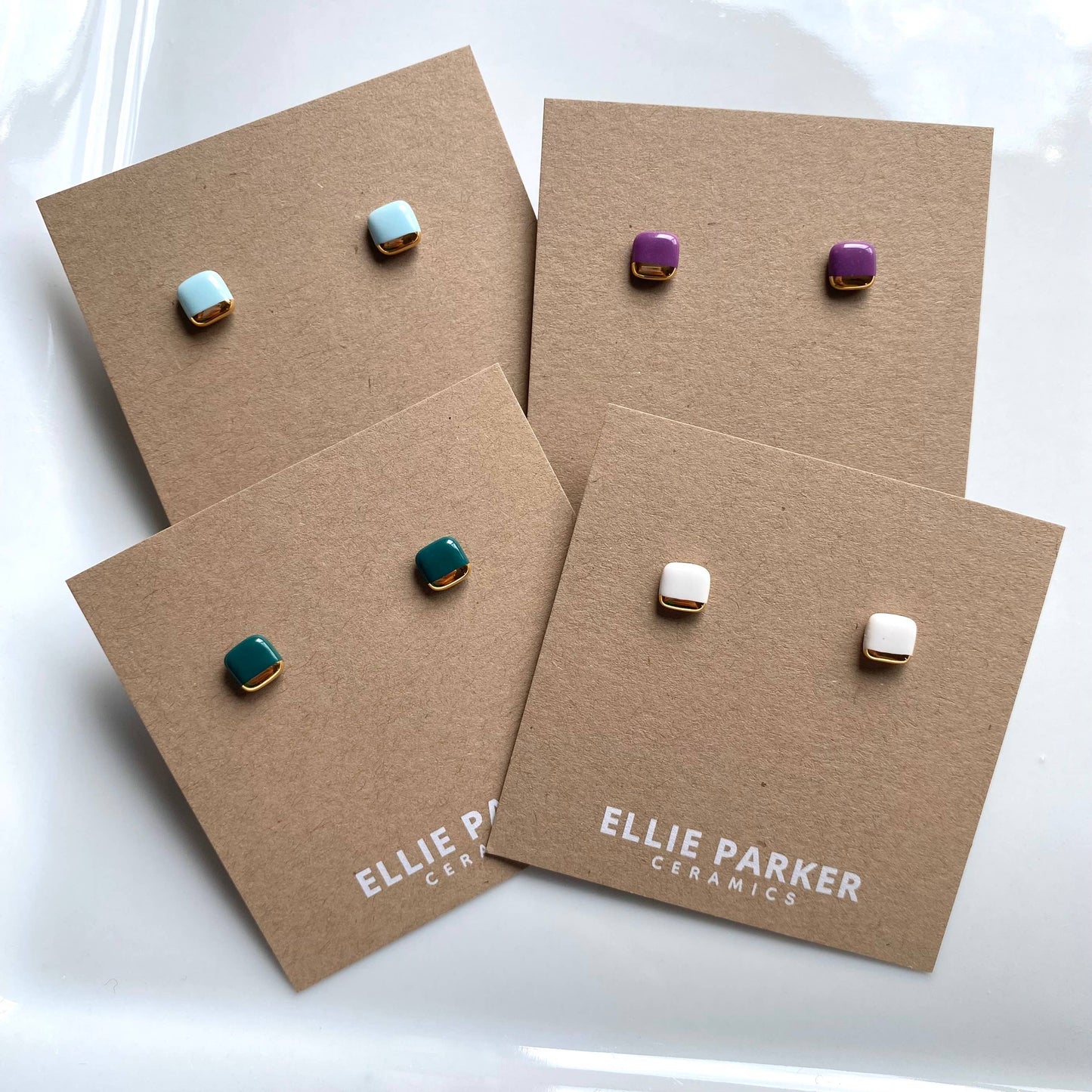 Ellie Parker Ceramics, Square Purple Geometric Ceramic Earrings