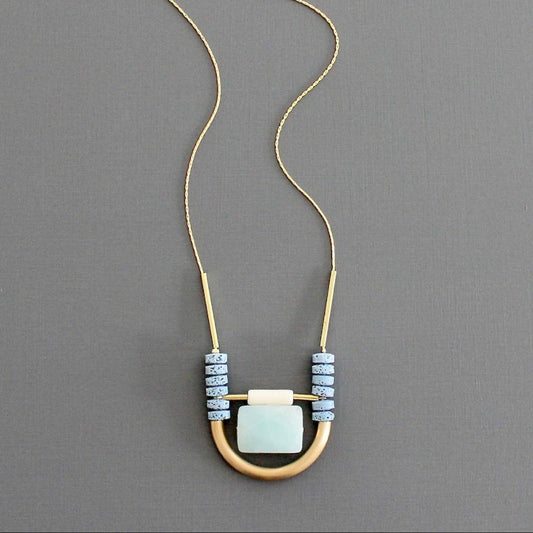 David Aubrey Jewelry, KYL224 Amazonite and Lava Bead Necklace