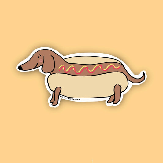 Hot Doggie Dog Dachshund Vinyl Sticker