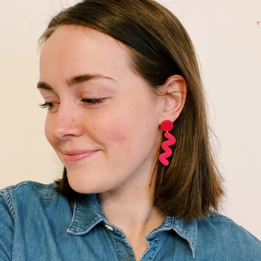 Hot Pink Polymer Clay Earrings