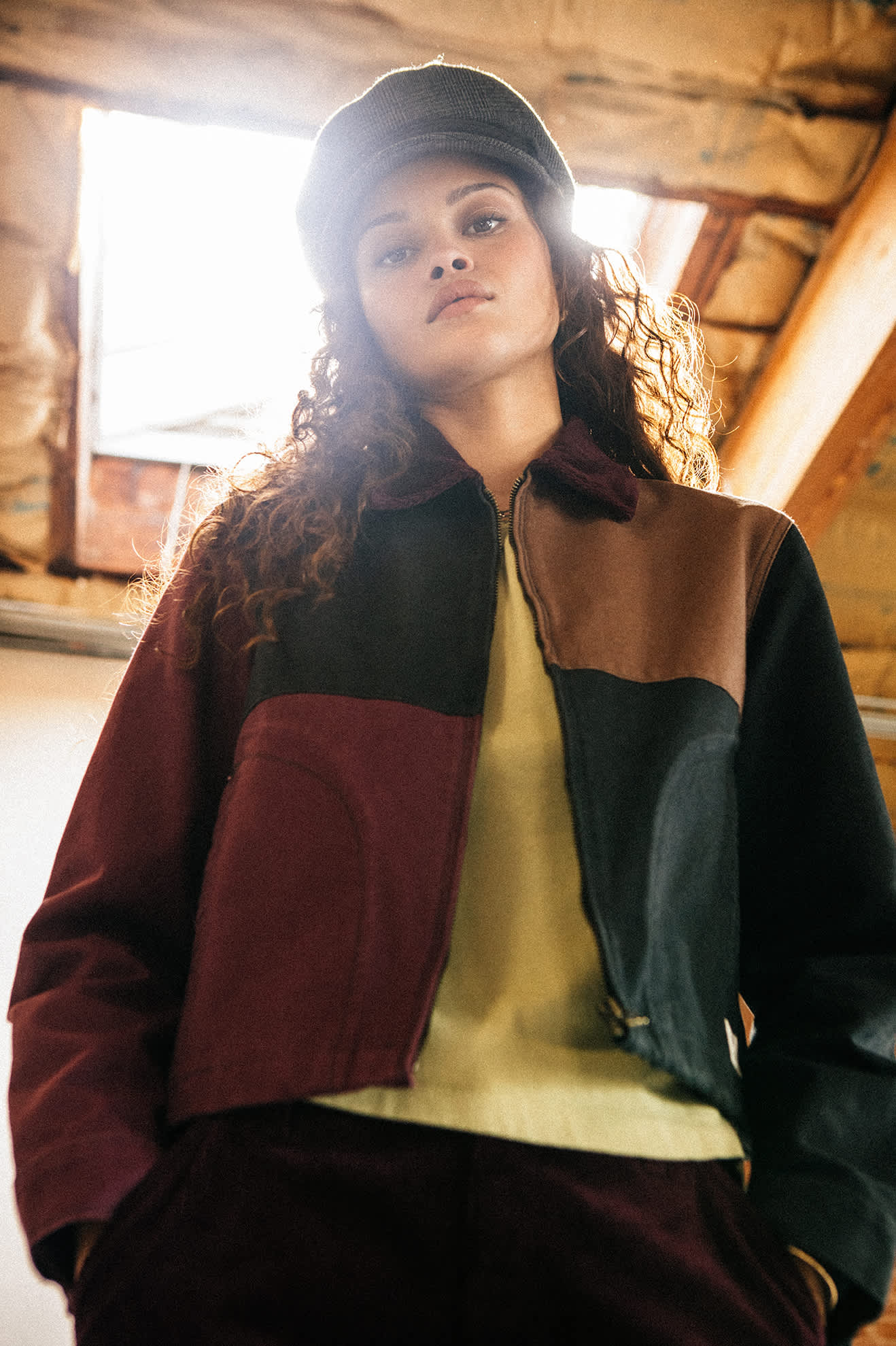 Brixton, Mechanics W Garage Zip Jacket, Port/Black/Pinecone Brown