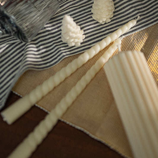 Holiday Twisted Taper Candle Set, Beeswax & Soy Wax, Assorted Colours