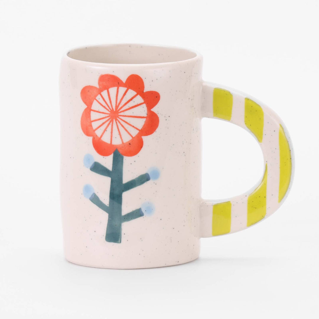 Ceramic Coffee Mug, Orange Flower