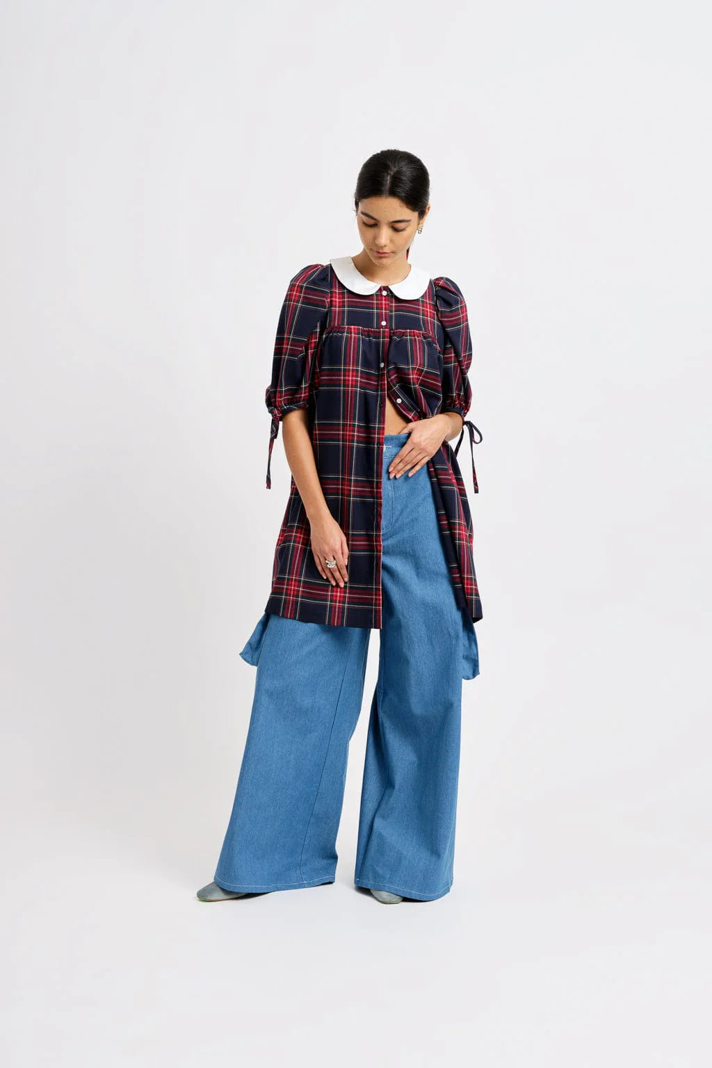 Eliza Faulkner, Evelyn Dress, Navy Plaid