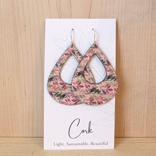 Green and Fuchsia Cork Earrings, Sterling Silver