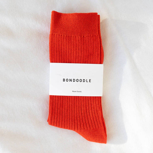 Bondoodle, Women’s Everyday Cotton Crew Socks, Red
