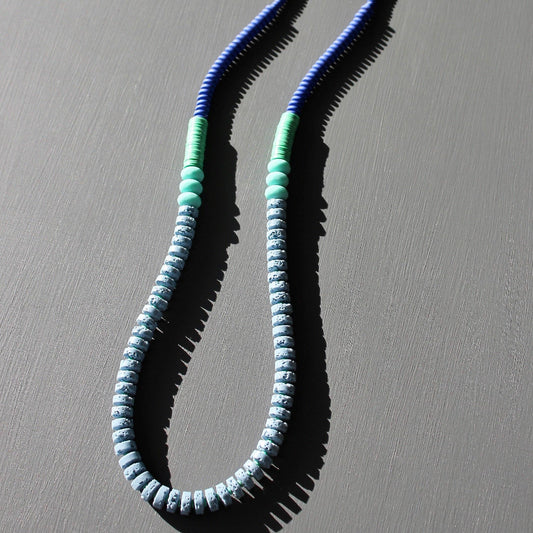 David Aubrey Jewelry, KYL133 Cobalt and Lava Bead Long Necklace