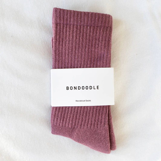Bondoodle, Women’s Ribbed Crew Socks, Sport/Athletic, Dusty Pink