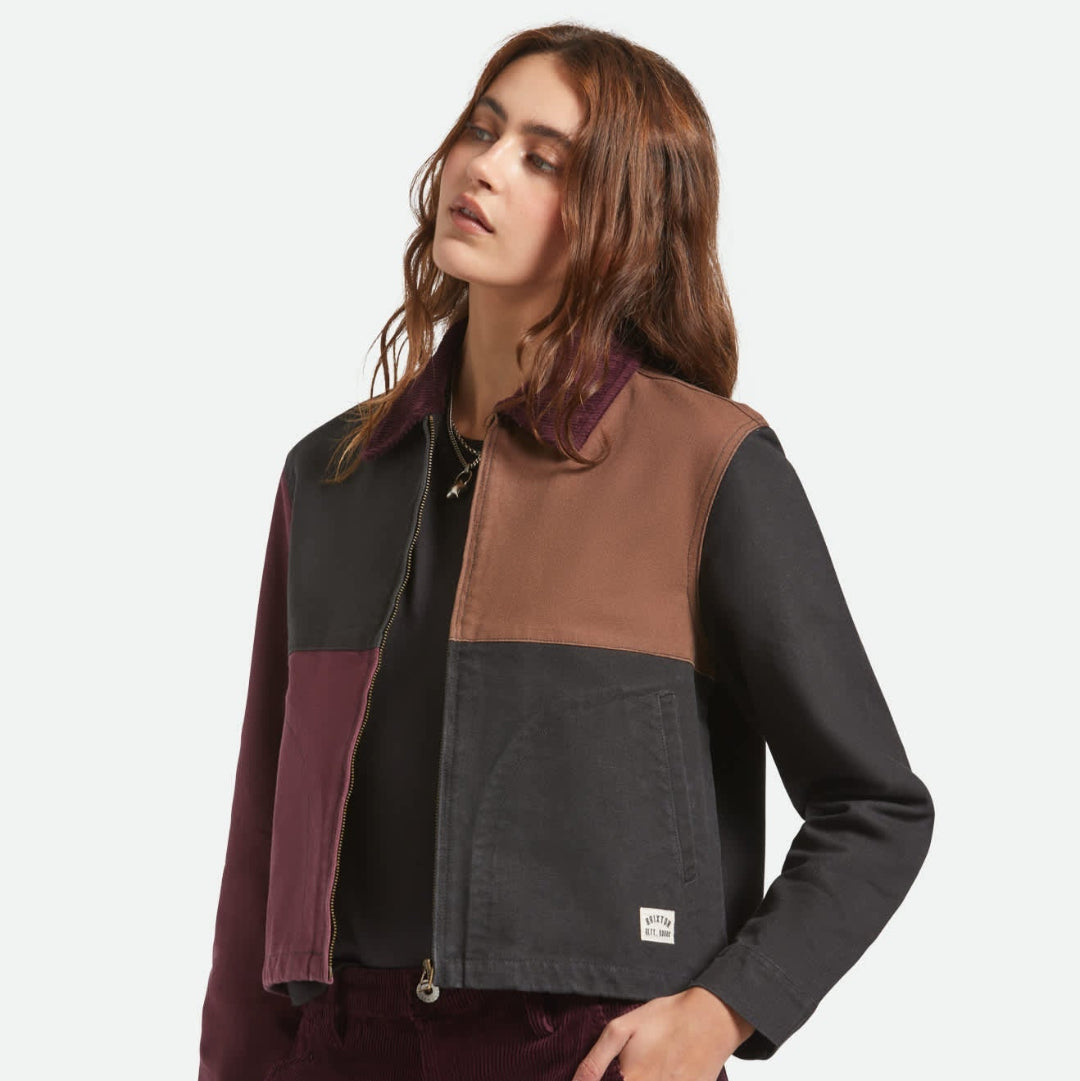 Brixton, Mechanics W Garage Zip Jacket, Port/Black/Pinecone Brown