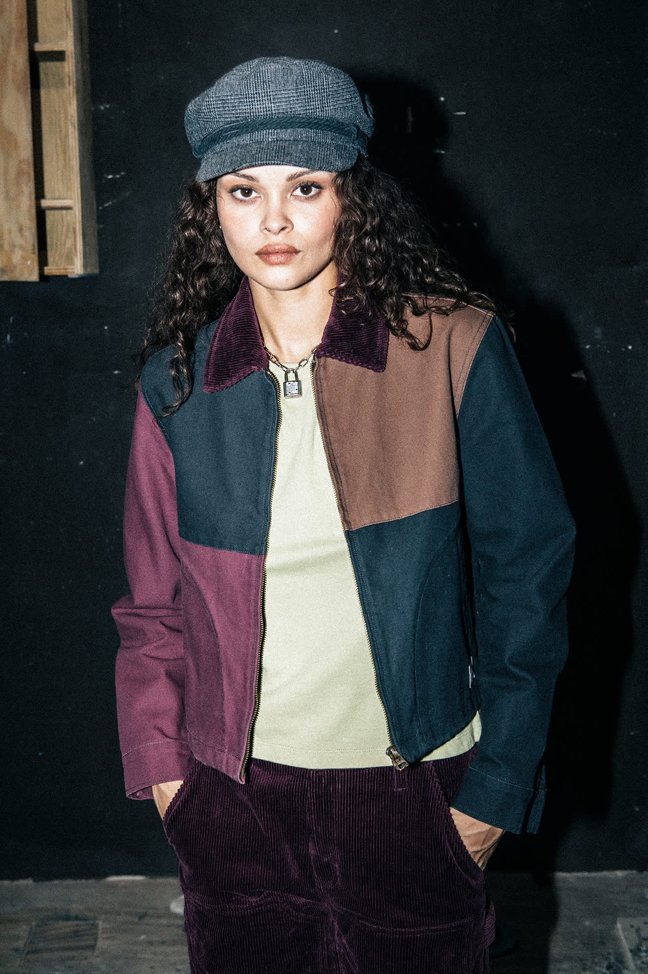 Brixton, Mechanics W Garage Zip Jacket, Port/Black/Pinecone Brown