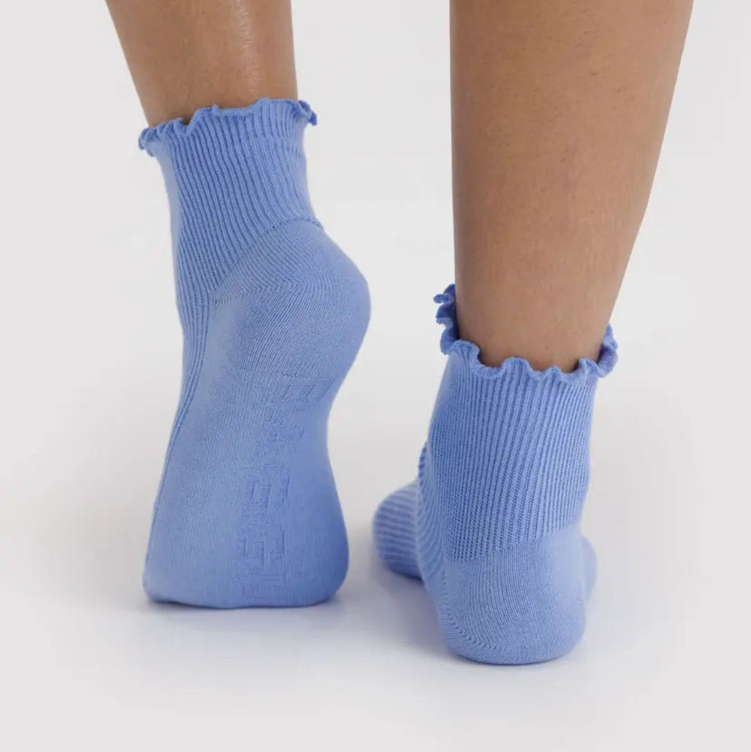 Baggu, Lettuce Edge Sock, Set or 2, Light Blue & Red