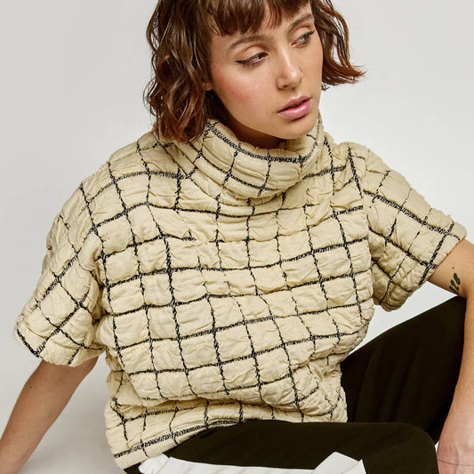 Marigold, Mercedes, Funnel Neck Top, Cream