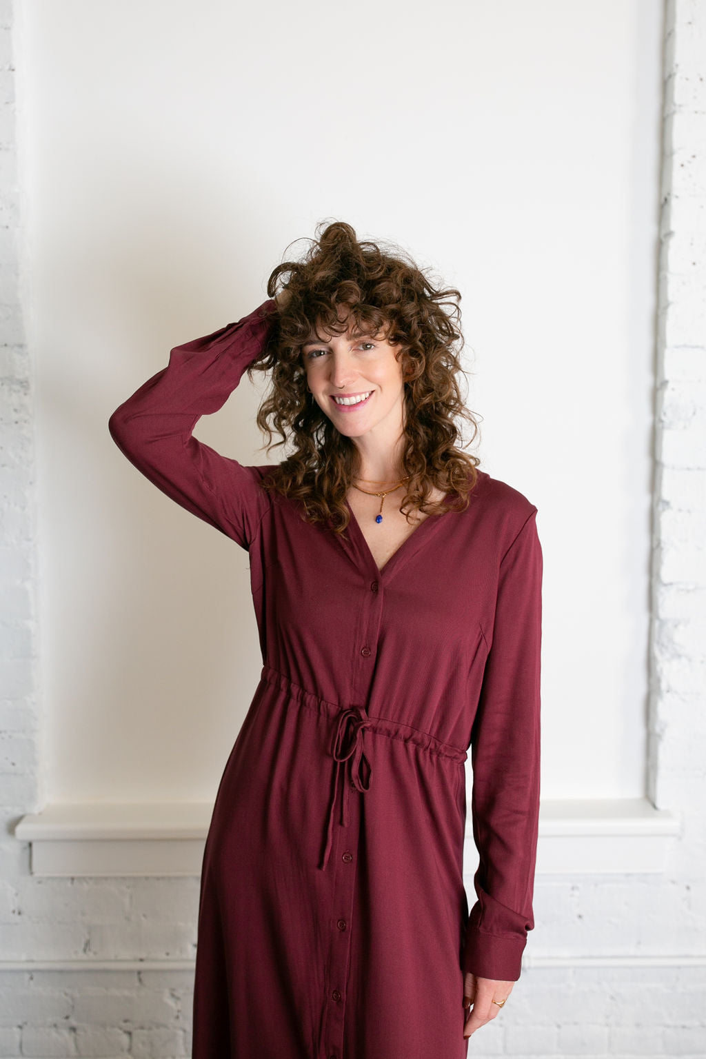 Minimum, Niola Midi Dress, Burgundy