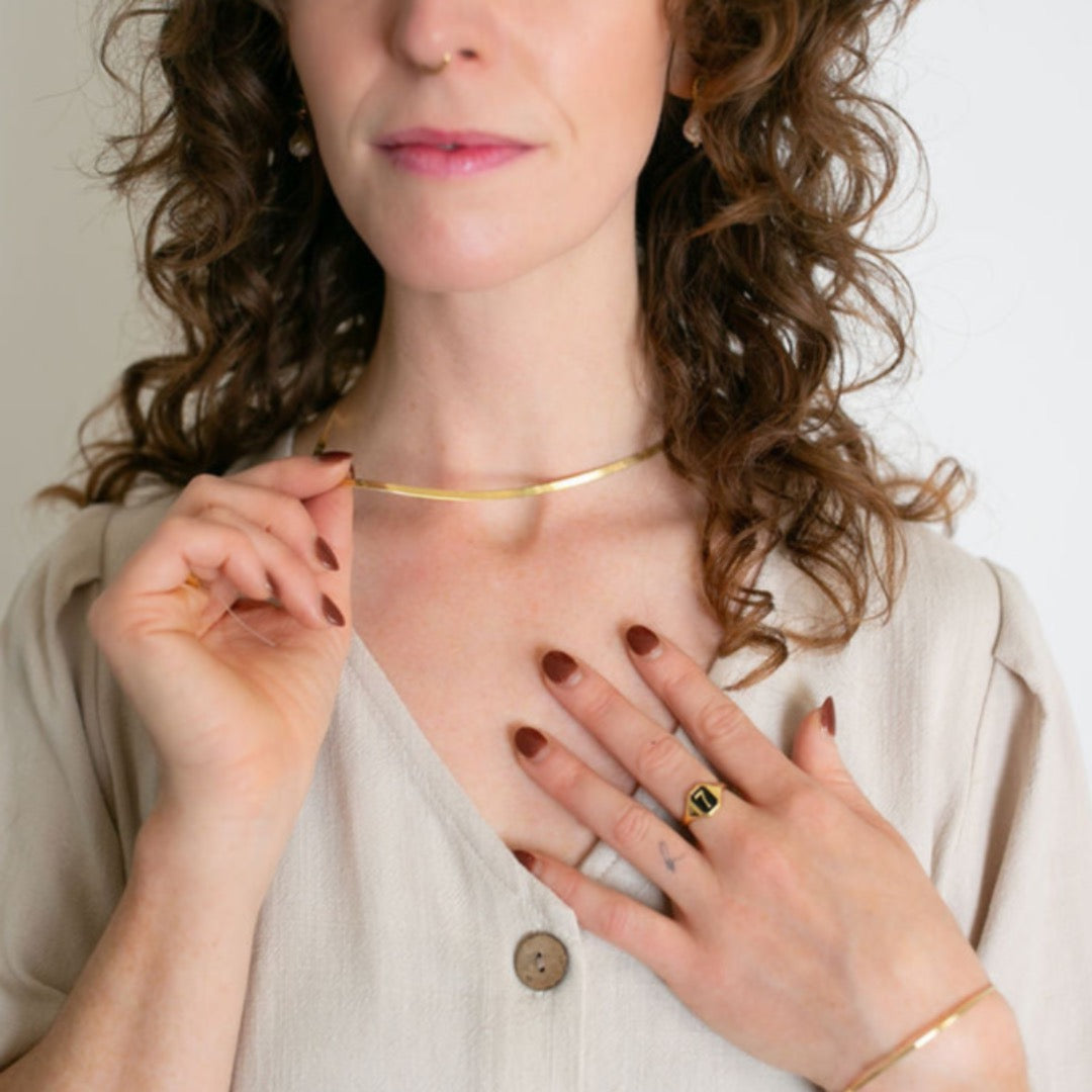 Flo Herringbone Chain, 14K Gold Vermeil