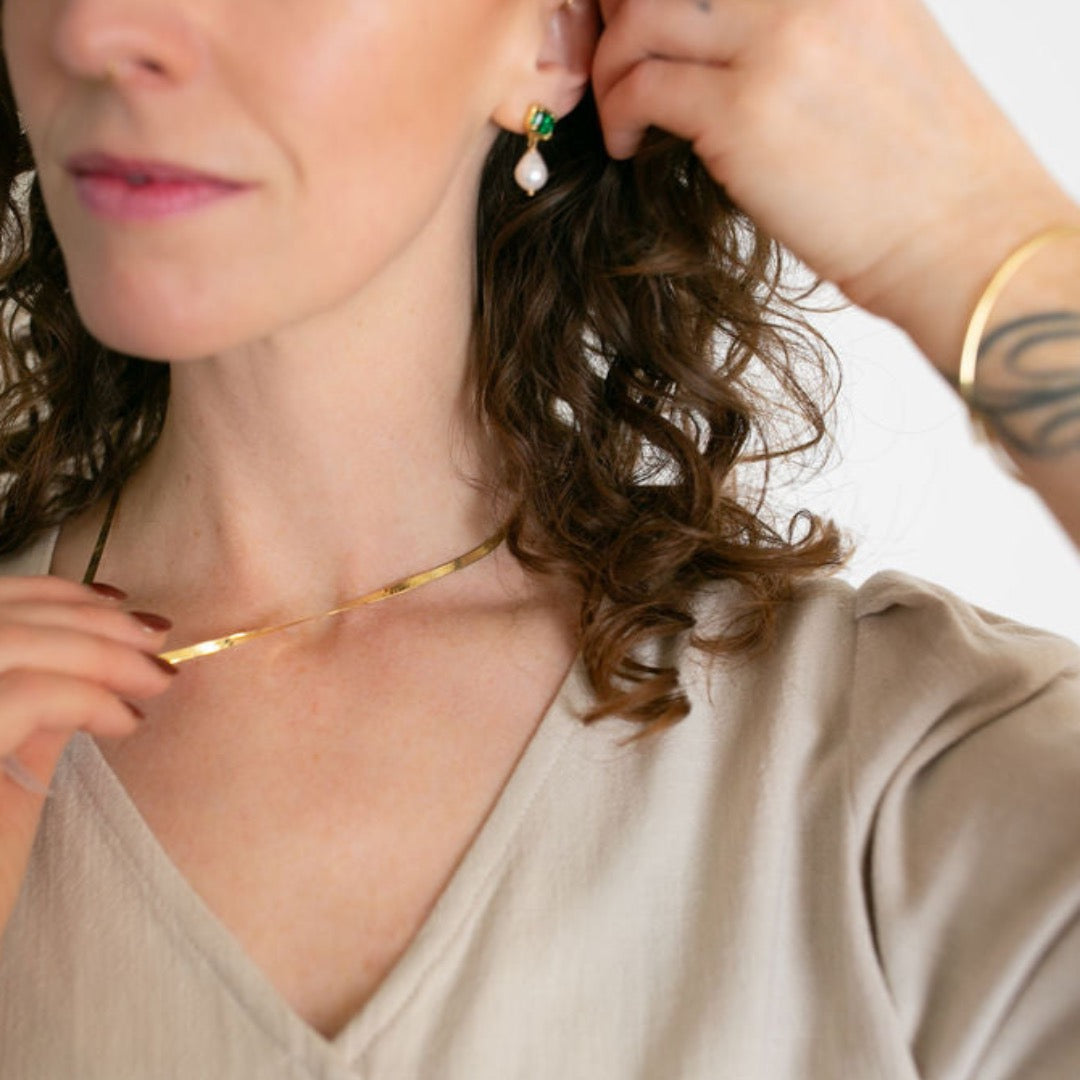 Flo Herringbone Chain, 14K Gold Vermeil