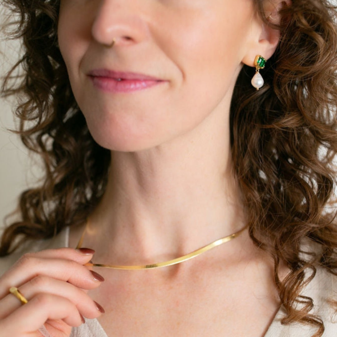 Flo Herringbone Chain, 14K Gold Vermeil