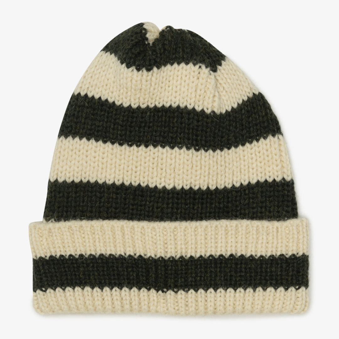 Milo & Dexter, Hand Knit Wool Classic Toque, Green Stripe