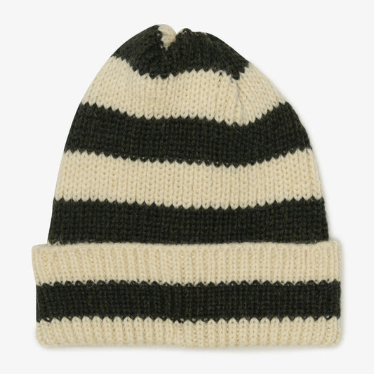Milo & Dexter, Hand Knit Wool Classic Toque, Green Stripe