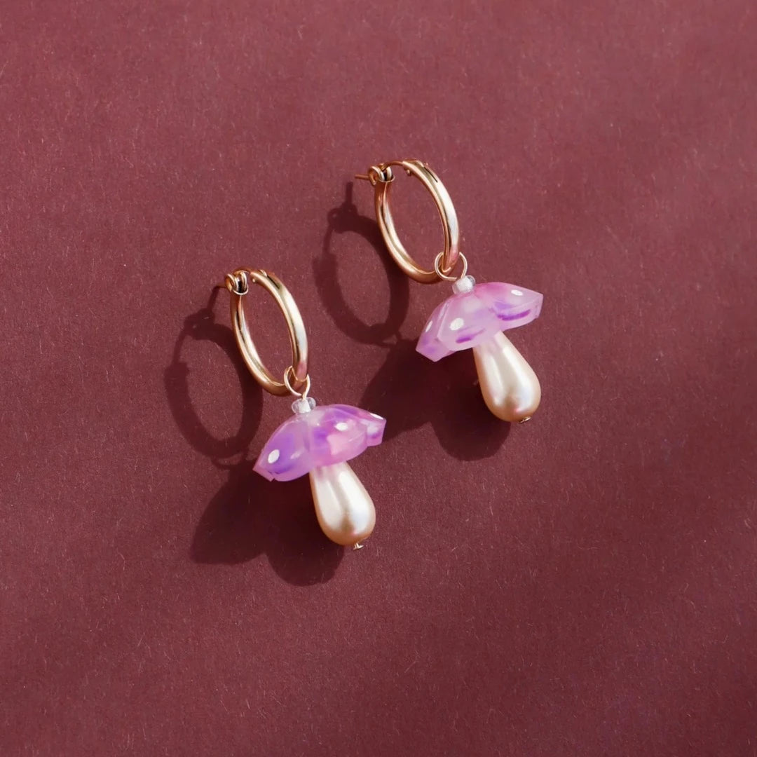 Shroom Hoops in Lavender Speckle