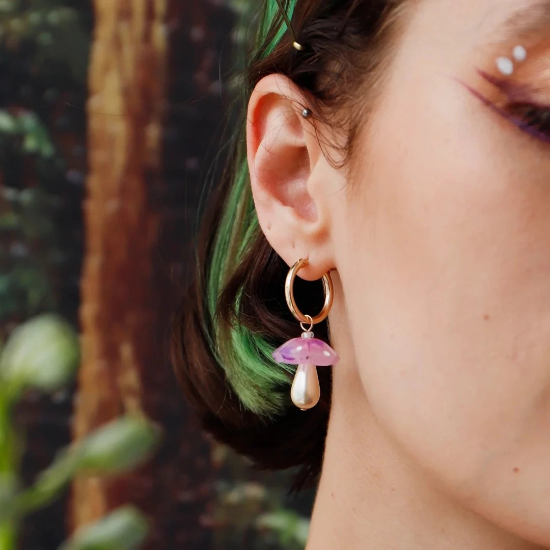 Shroom Hoops in Lavender Speckle