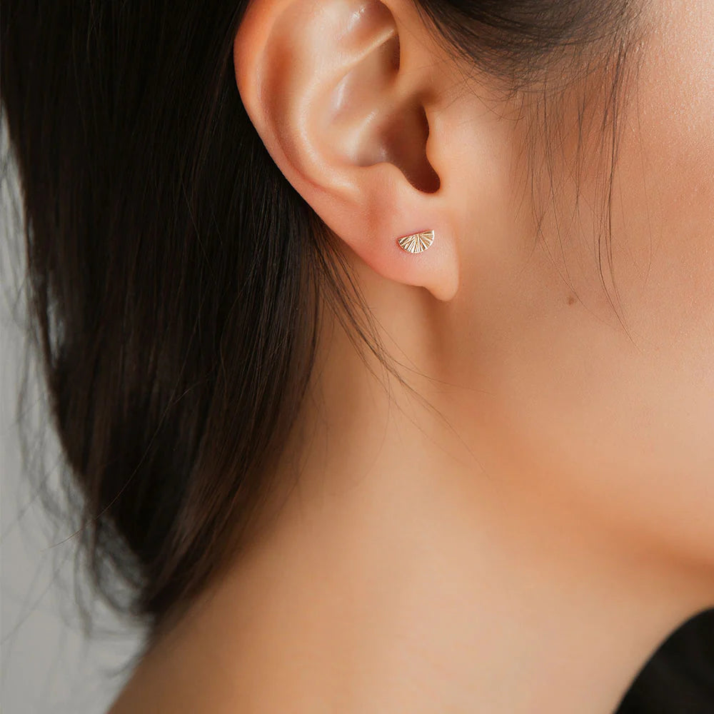 Mini Half-Moon Studs, Gold