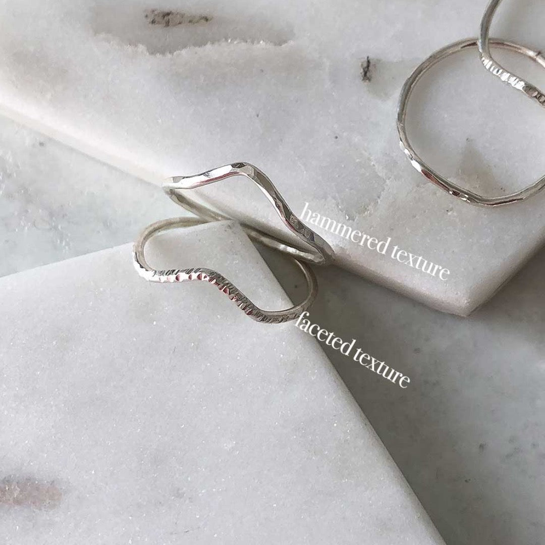 Strut Jewelry, Wave Stacking Ring, Sterling Silver, Hammered