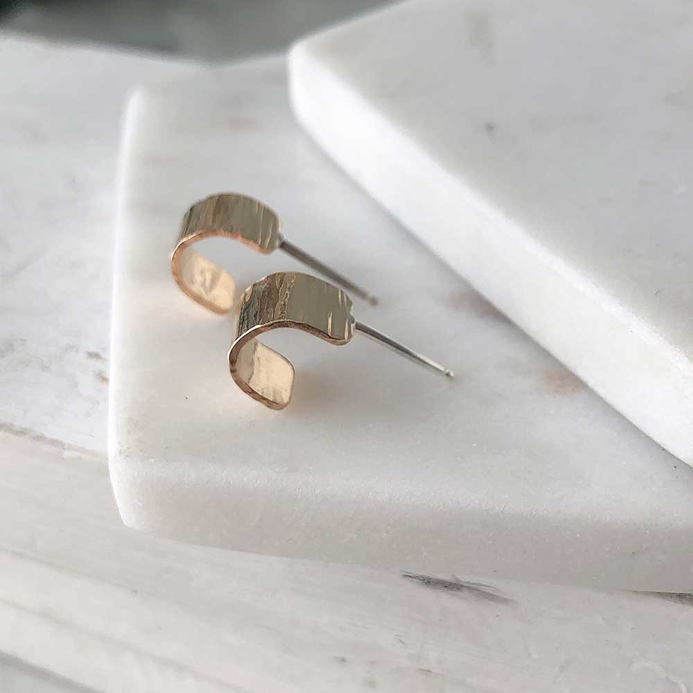 Wide Mini Hoops, Gold