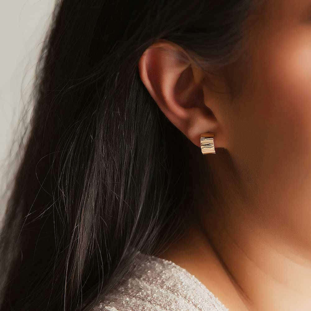 Wide Mini Hoops, Gold