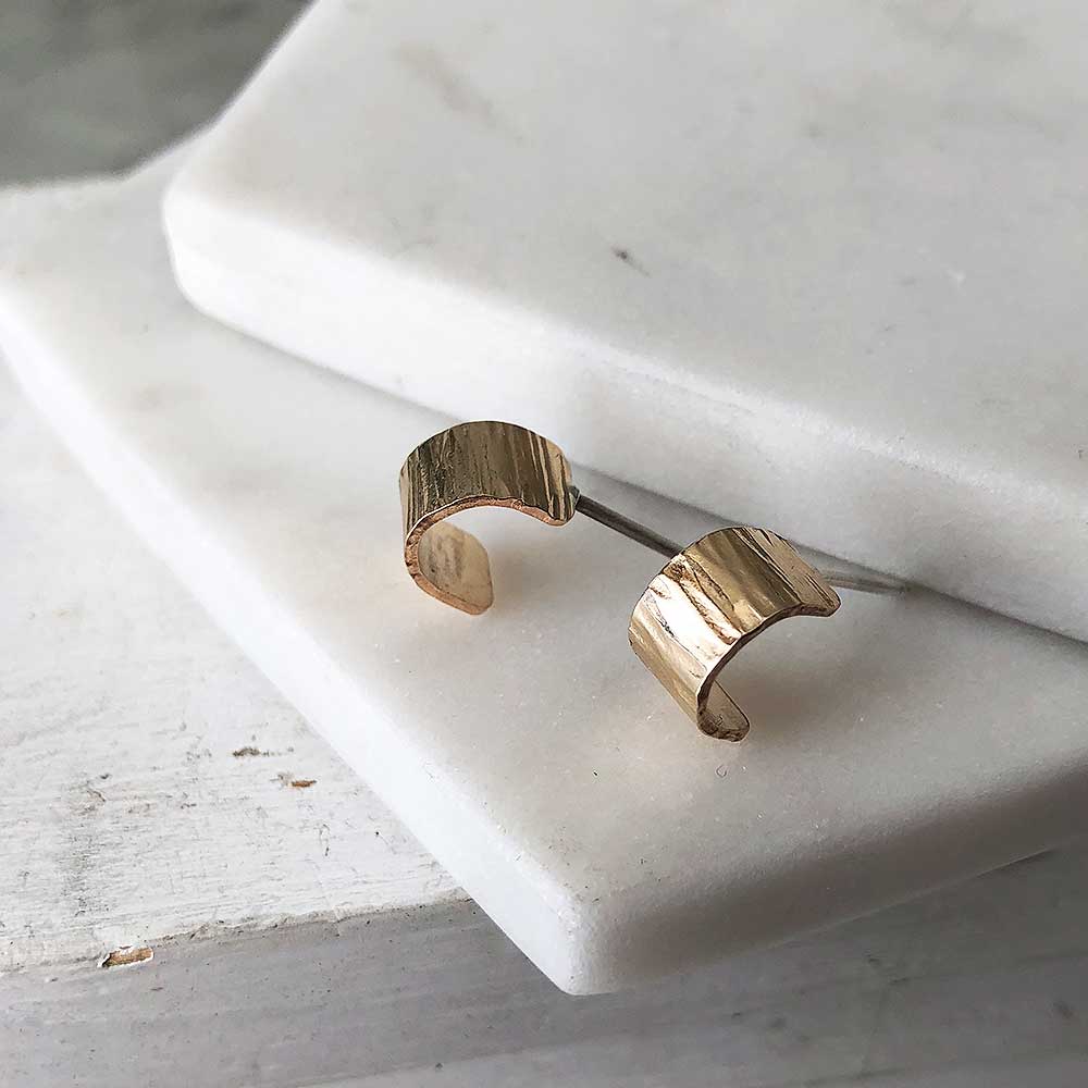 Wide Mini Hoops, Gold