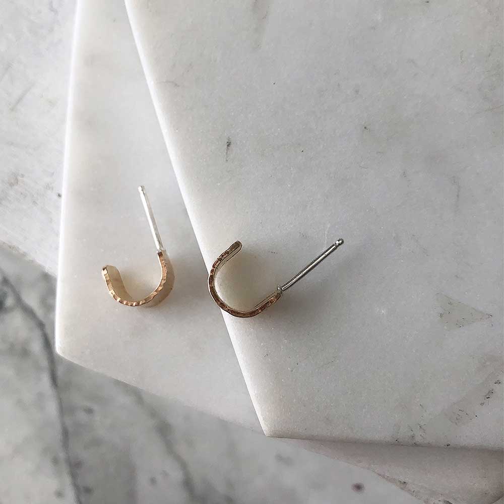 Wide Mini Hoops, Gold