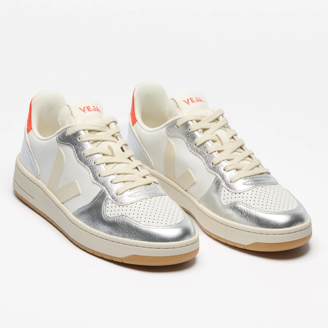 Veja, V-10, Leather White Pierre Silver