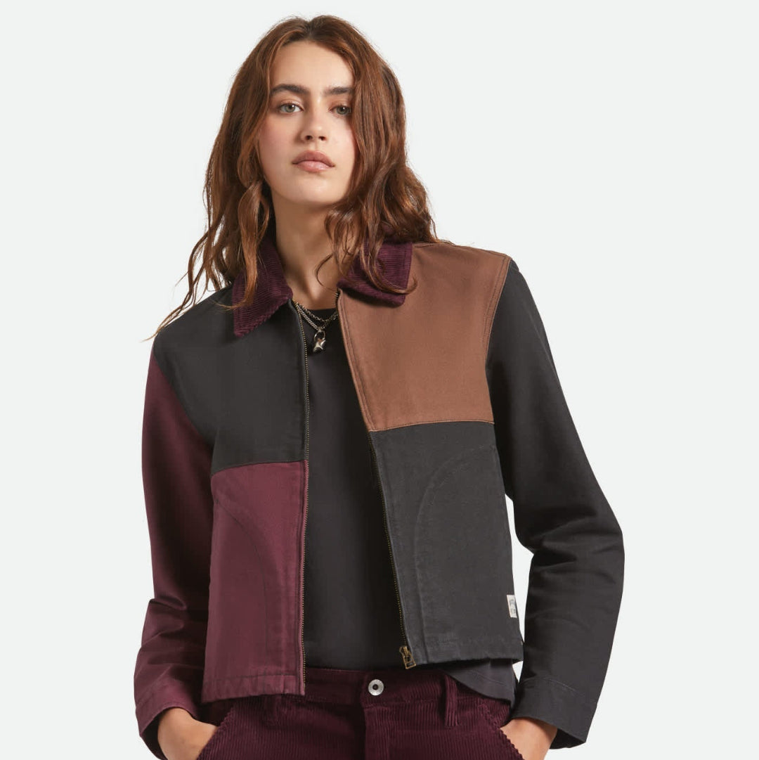 Brixton, Mechanics W Garage Zip Jacket, Port/Black/Pinecone Brown