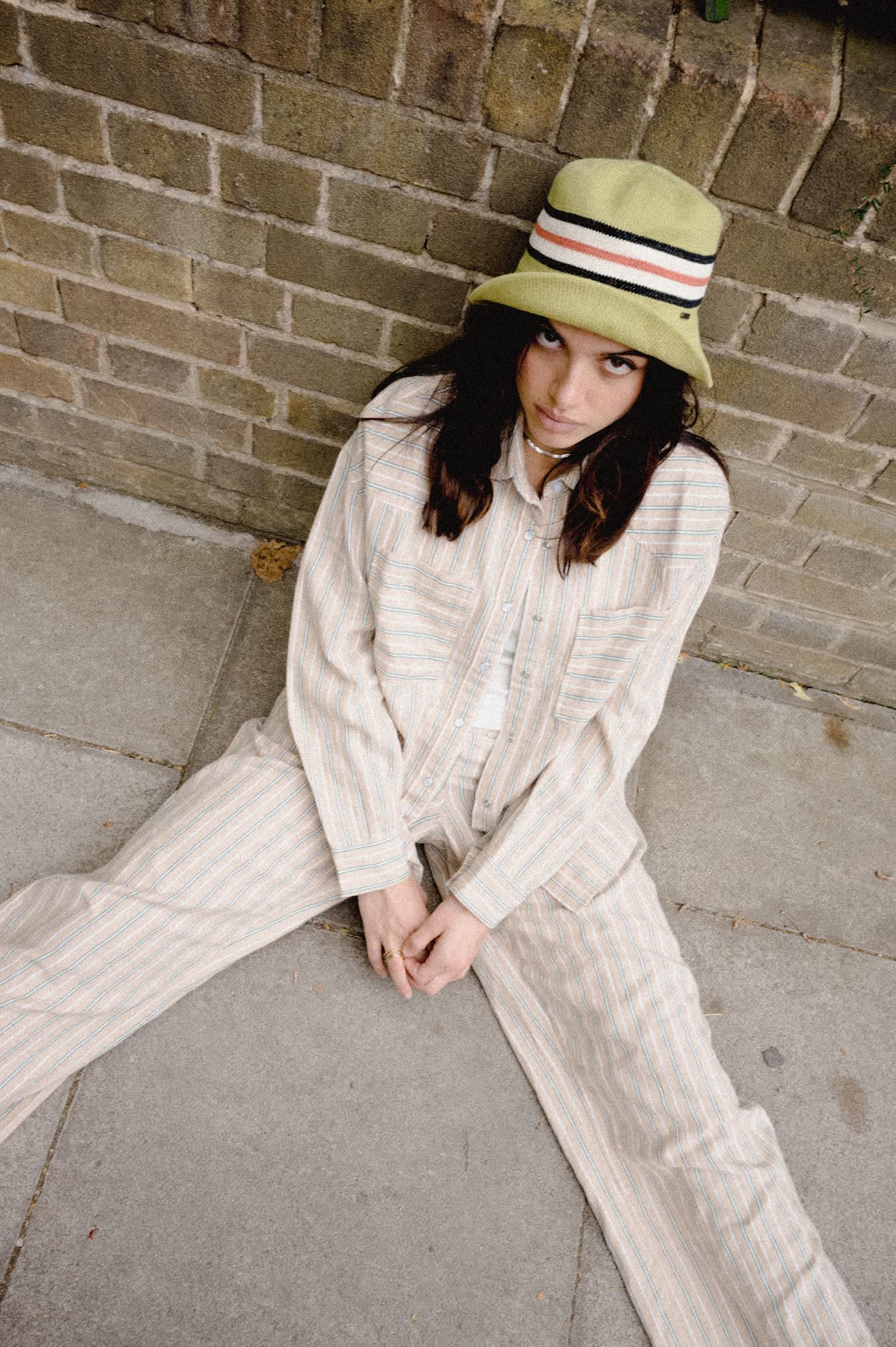 Brixton, Wayne W L/S Woven, Sand Stripe