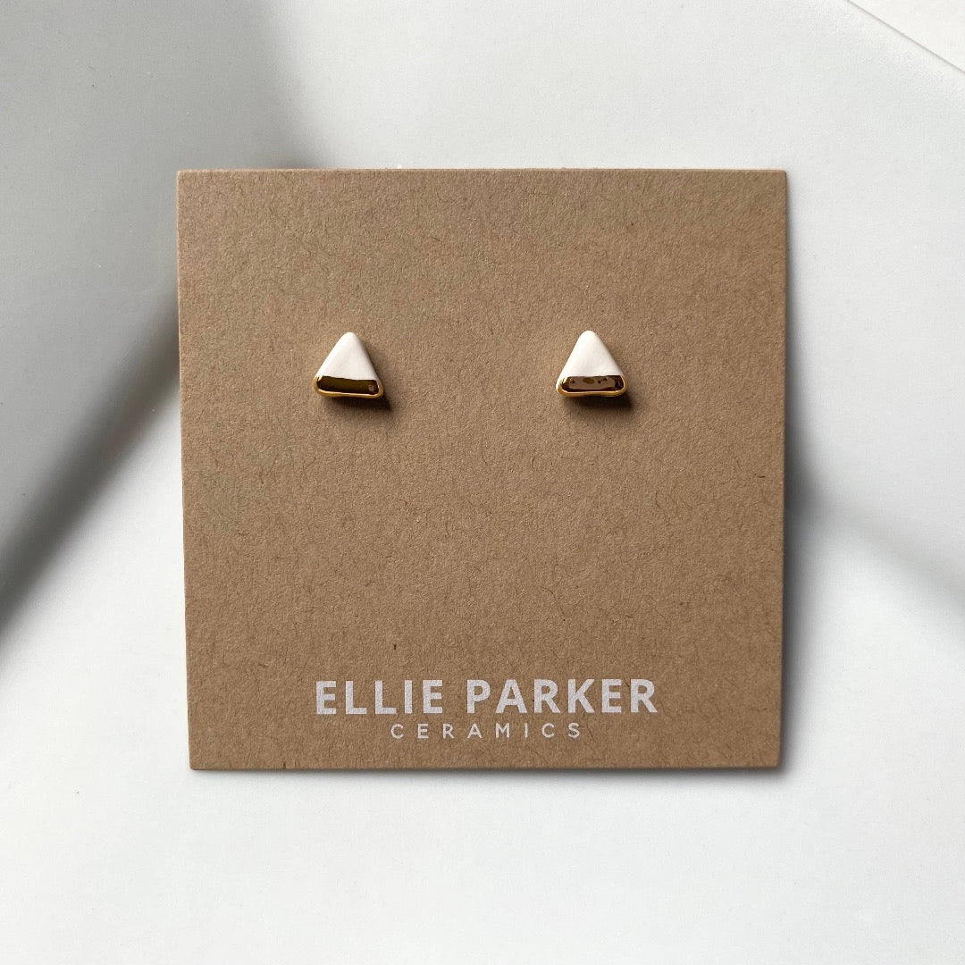 Classic White Triangle Stud Earrings