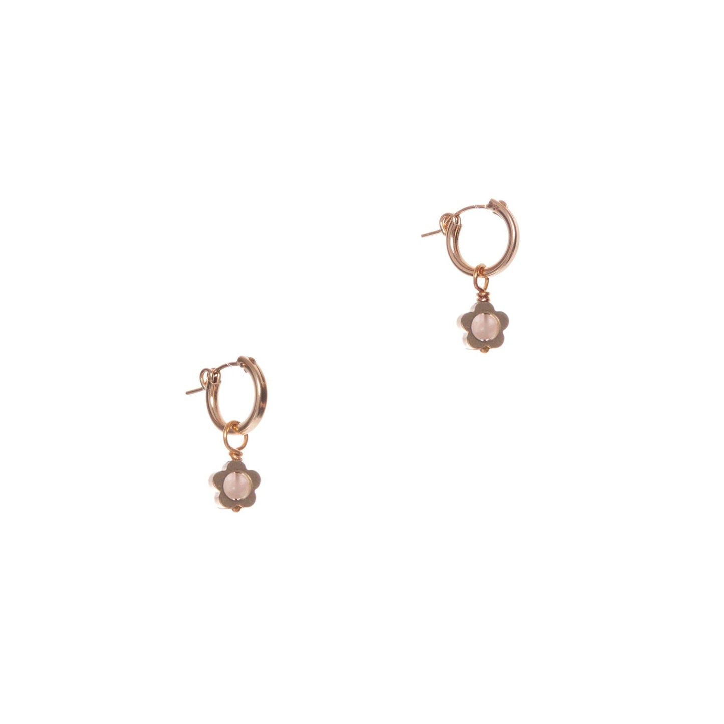 Daisy Earrings, Rose Quartz