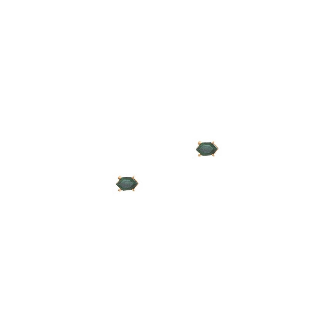Hexagon Stud Earrings, Malachite