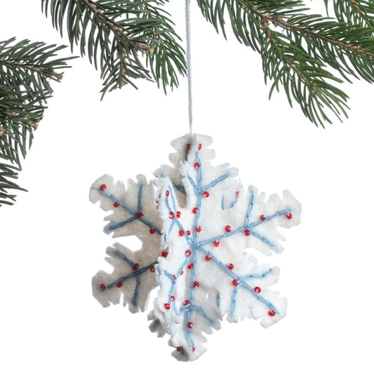White & Blue Snowflake Ornament