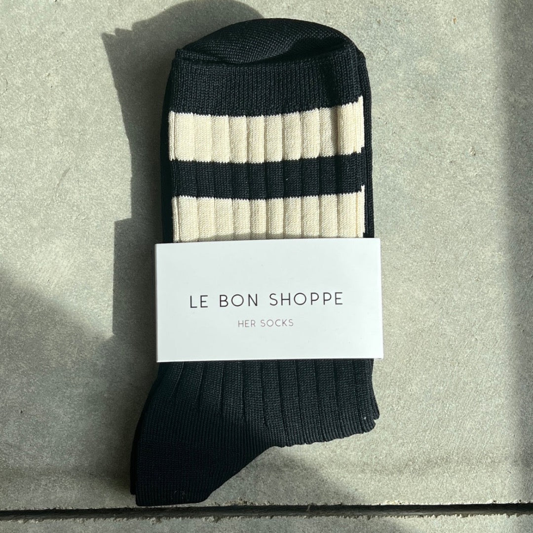 Le Bon Shoppe, Her Varsity Socks , Black