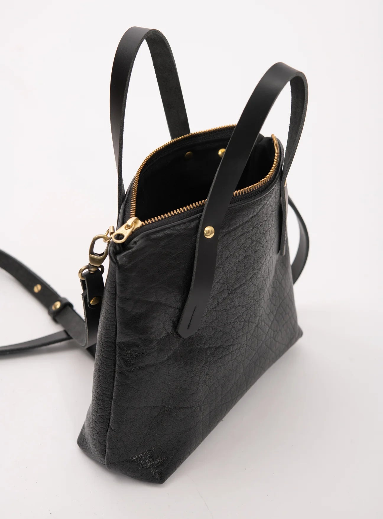 Leather Handbag with Crossbody Strap, Papineau Model