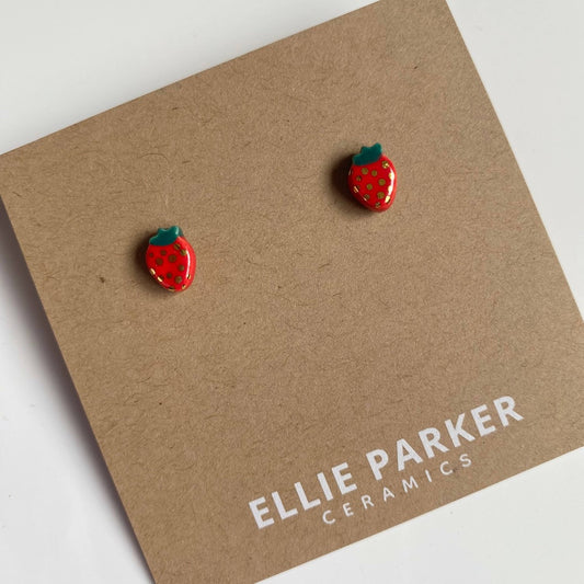 Ellie Parker, Strawberry Ceramic Clay Stud Earrings