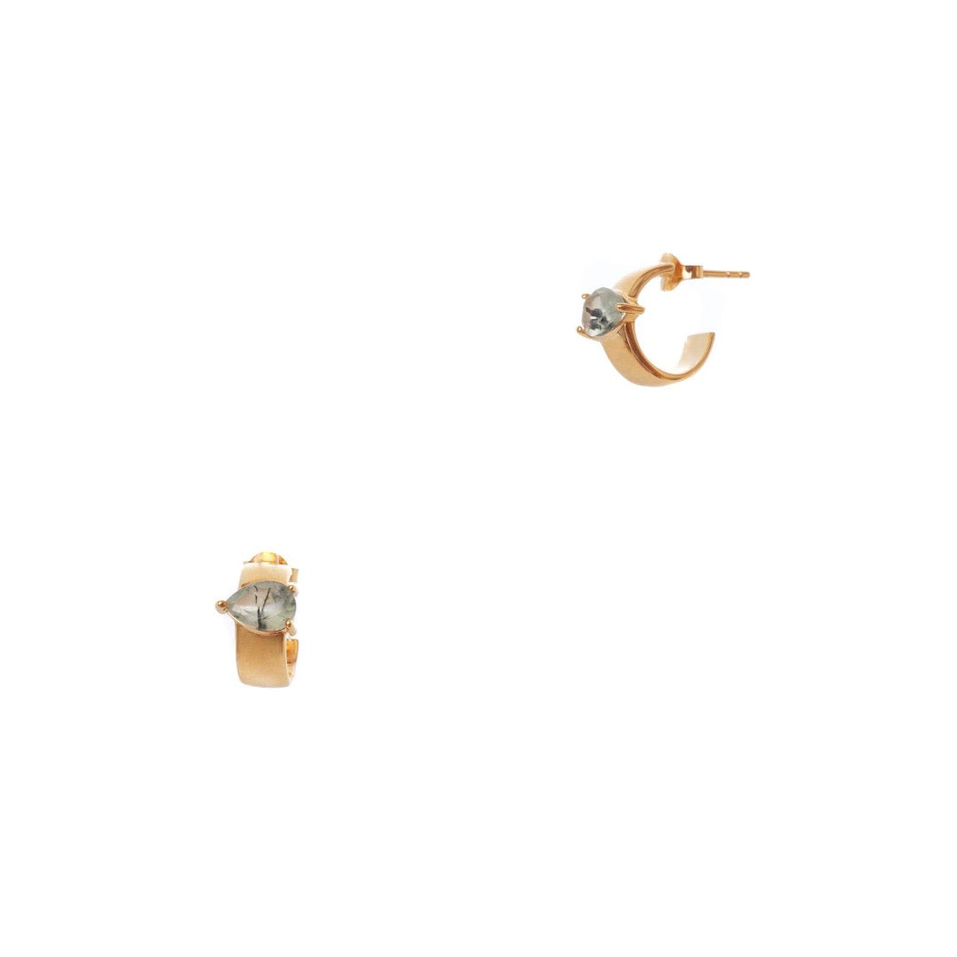 Trevana Hoop Stud Earrings, Prehnite