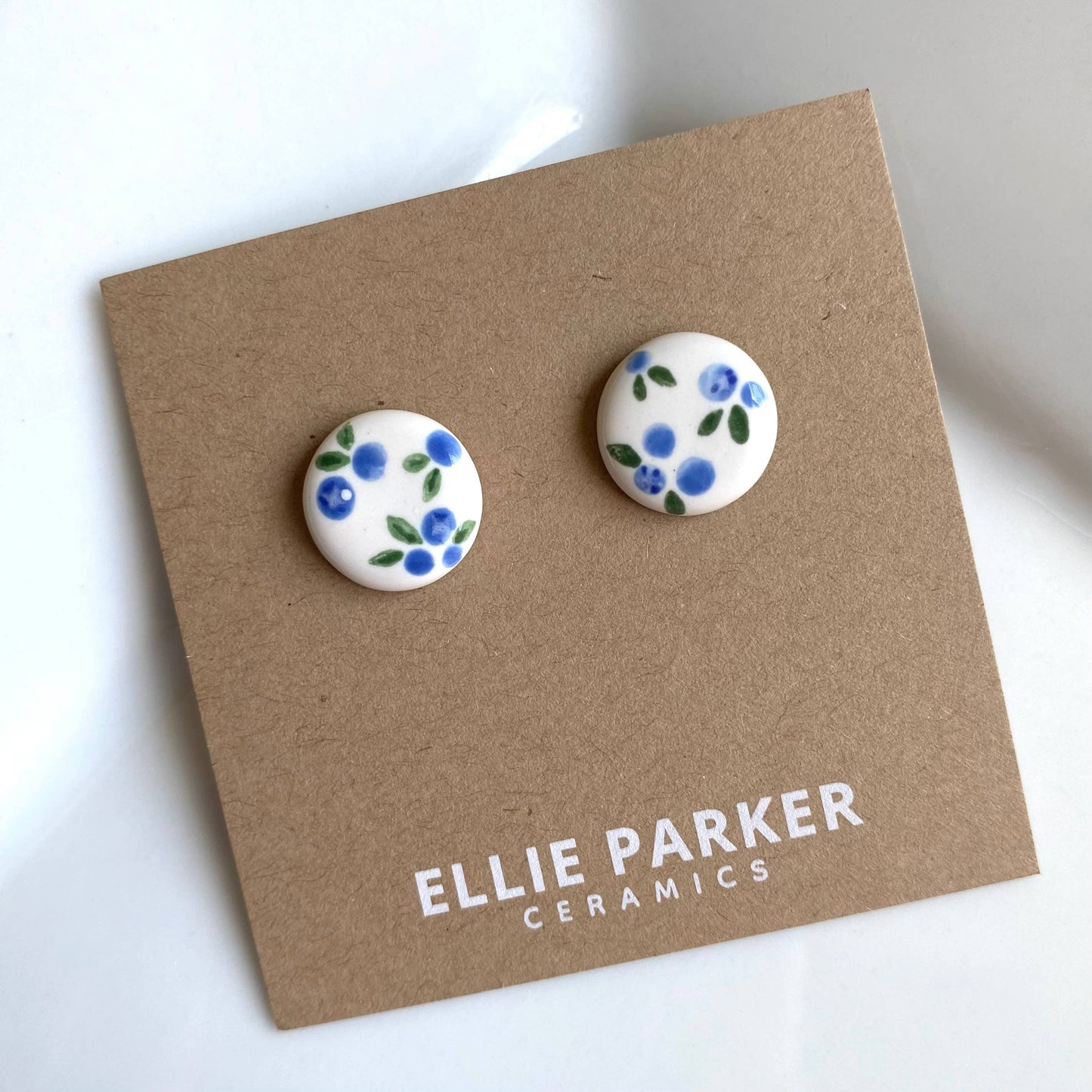 Summer Gardener, Blueberry Ceramic Clay Stud Earrings