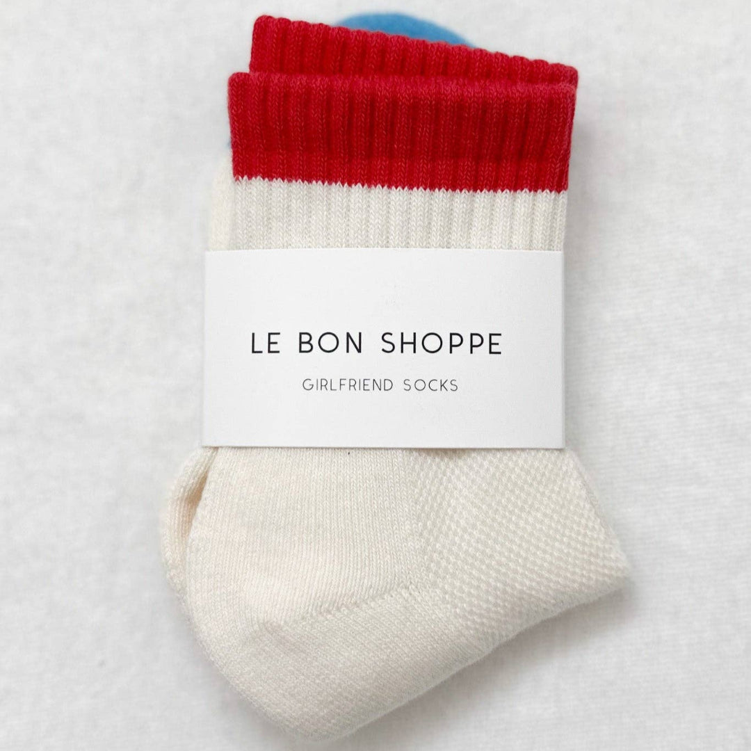 Le Bon Shoppe, Color Block Girlfriend Socks, Blue Red