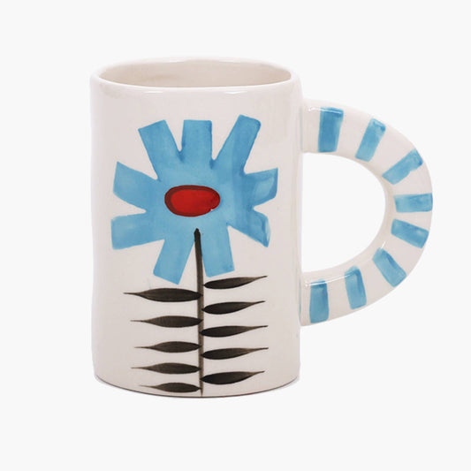 Ceramic Coffee Mug, Blue Flower