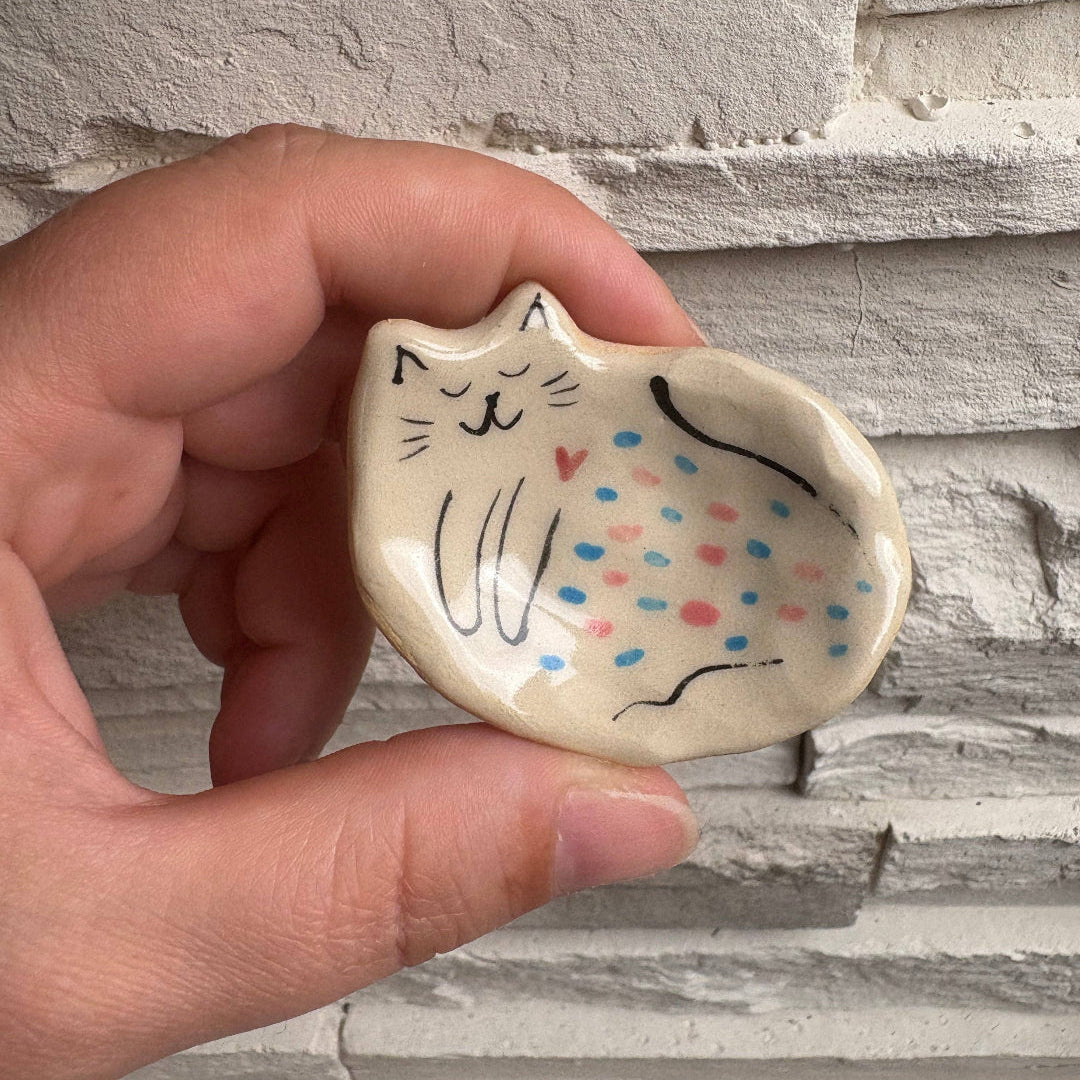 Tiny Handcrafted Ceramic Dish, Creamy Glazed Mini Catchall