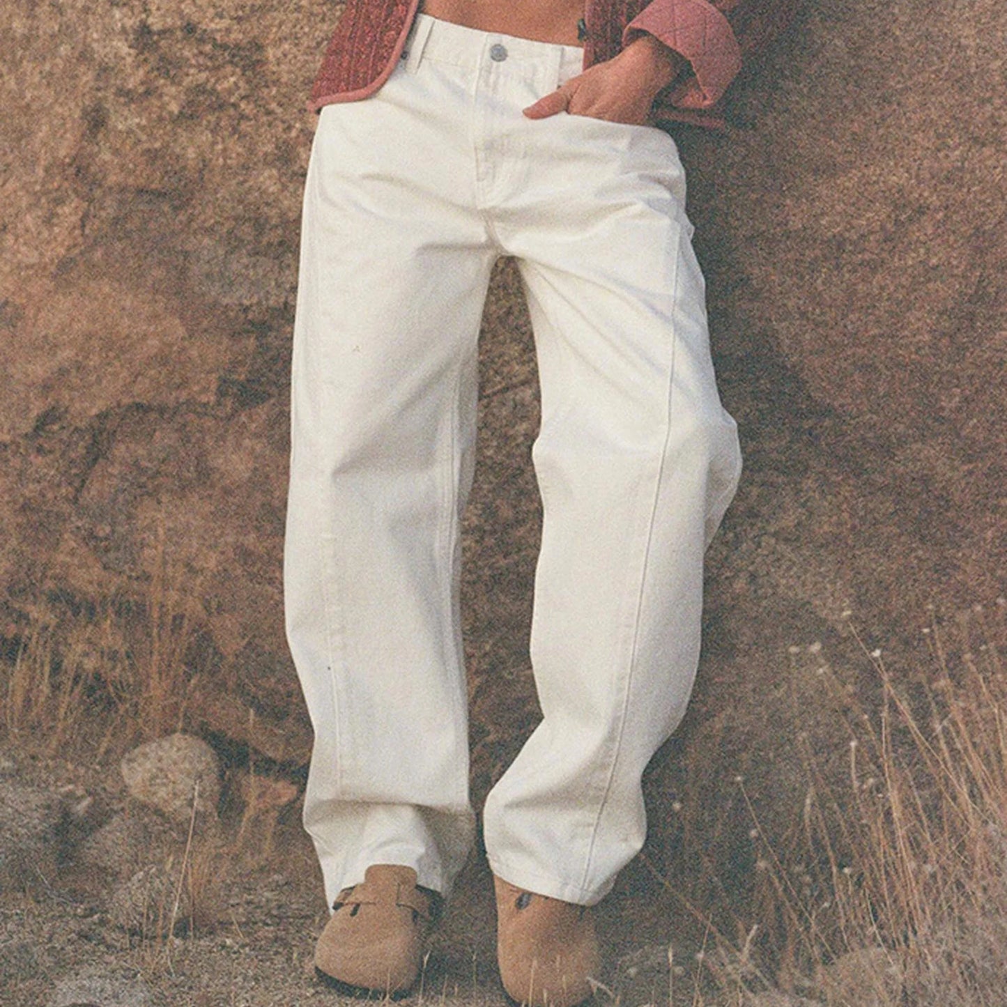Rhythm, Low Rise Barrel Denim Pant, White